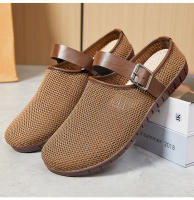 Nuevos zapatos de verano retro para mujer Sandalias de suela suave, zapatillas de exterior, media pantuflas con cabeza de pan de malla voladora - details 7