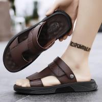 2025 nuevas sandalias de piel de vaca de primera capa zapatos de playa de cuero transpirable para hombres casual suela suave de mediana edad y ancianos papá zapatos de los hombres. - details 28