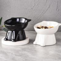 Dispensador de alimentos, cuenco de cerámica para gatos, cuenco de base alta creativo para mascotas, cuenco de alimentación de comida para perros con boca inclinada multiusos, protección del cuello - details 2