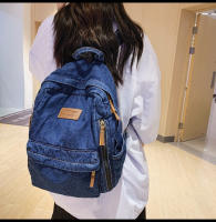 Nueva moda simple tendencia mochila de gran capacidad bolsa de mezclilla duradera universidad escuela secundaria junior escuela secundaria bolsa de estudiante - details 27