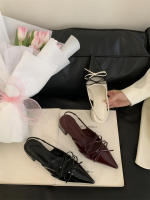 Tacones altos de moda puntiagudos de nicho nuevo arco dulce bolsa de tacón grueso sandalias de cabeza zapatos de mujer - details 28