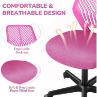 Silla Escritorio de Oficina Ergonómica Silla Giratoria Altura Ajustable sin Reposabrazos Asiento Malla Rosa - details 4