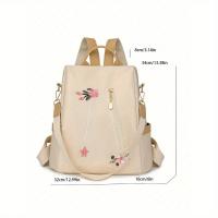 Mochila Portátil Mujer - Estampado Floral Beige, Antirrobo, Gran Capacidad, Impermeable, Bolsillos Prácticos - details 4