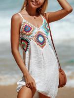 Vestido Vintage sin mangas con cuello en V para mujer, traje de baño recortado para playa y piscina, Verano - details 2