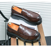 Mocasines de moda para hombre que realzan la sonrisa, zapatos de cuero formales de negocios con suela de plataforma - details 16