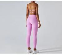 Pantalones deportivos de yoga para mujeres Cintura alta Entrenamiento rápido Control de barriga Elevación de glúteos Material de nylon Temporada primavera/verano - details 5