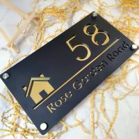 Placa de Número de Casa Moderna de Acrílico Cortado Láser Personalizado - details 6
