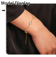 Moda Rosa corazón verde púrpura cuadrado zirconia pulsera señoras nuevo acero inoxidable chapado en oro pulsera regalo de joyería de lujo - details 2