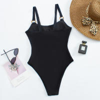 Bikini Sexy De Un Pie En Color Sólido Para Mujer Con Suspensor Vacío Estilo De Moda Espalda Descubierta Bikini De Cintura Baja - details 14