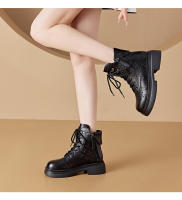 Botas de Cuero Martin para Mujer 2025 Estilo Coreano Zapatos Casuales con Cordones - details 5