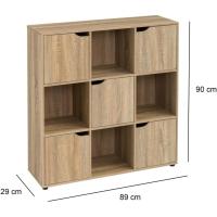 Estantería de Madera, Librería con Puerta y Compartimentos Abiertos, Mueble almacenaje, Organizador,en Color Natural de 119x29x59 cm para Estudio,Dormitorio,Salón, Oficina y Biblioteca - details 27