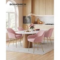 Silla de comedor, silla de cocina, sillón de terciopelo, silla tapizada con reposabrazos, carga máxima. de120 kg, Patas de Metal, para Comedor, Cocina, Rosa Jalea y Dorado Pálido LDC087R01 - details 1