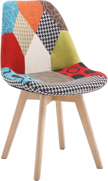 Silla Patchwork Silla de Comedor Nórdica Pata de Madera Maciza con Respaldo Pack de 1 Silla Multicolor Silla de Cocina Silla Colores BH29mf-1 - 1