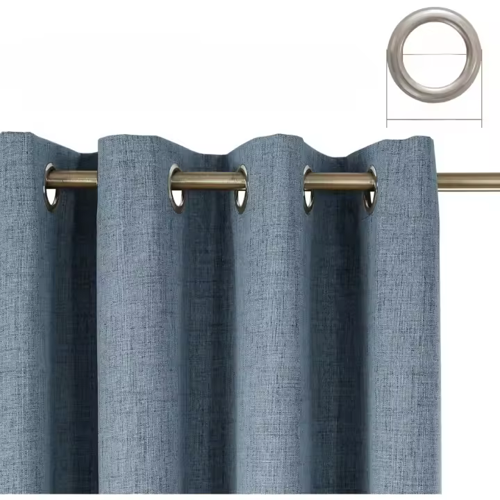 Cortinas de Lino Opaqueras con Ojales Azul Cielo Juego de 2 Unidades Aislante Térmico - 1