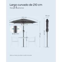 Sombrilla de Jardín 300 cm, UPF 50+, Parasol, 30 ° de Inclinación en dos Direcciones, con , para Patio, Terraza, , Piscina, sin Base, Beige GPU30BE - details 81