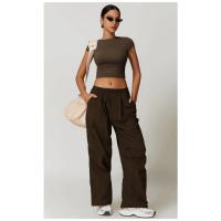 Top corto de manga corta con logo personalizado para mujer, camiseta de yoga ajustada de alta elasticidad, camiseta corta de fitness para correr y gimnasio - details 8