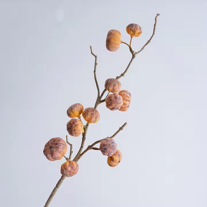 Arreglo de flores, 12 ramas de calabaza artificiales de frutas, simulación realista hecha a mano, calabaza, plantas falsas elegantes, decoración de otoño - 1