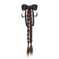 Estilo de Ballet, cola de caballo con lazo negro, extensión de cabello trenzado de boxeo, peluca de cola de poni, peluca trenzada de giro largo Natural para mujer - details 4