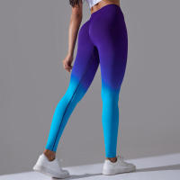 Yoga degradado para mujer, leggings de gimnasio de cintura alta, pantalones deportivos sin costuras, pantalones de entrenamiento para correr - details 25