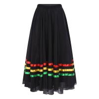 Faldas Flamenco español para mujer, vestidos de danza contemporánea moderna lírico, cintura alta, dobladillo a rayas, falda con - details 5