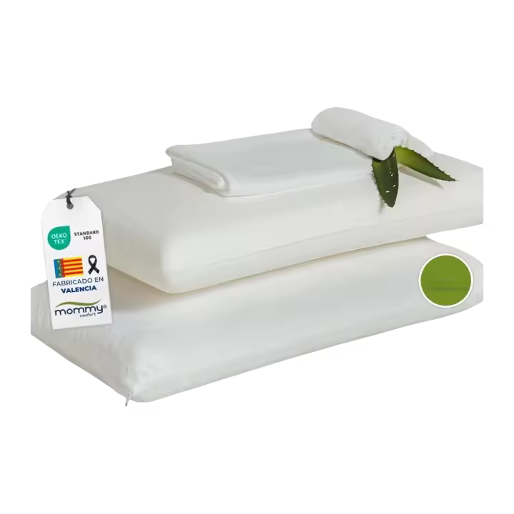 Pack 2 Almohada Viscoelastica 70 cm - Funda Lavable Aloe Vera Plus Confort, Almohadas Viscoelásticas Adaptables al Cuello, Doble Funda Cremallera, Termoreguladora, Fabricada en Valencia - 1