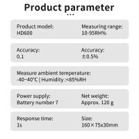 Medidor de punto de rocío de madera, higrómetro Digital con pantalla retroiluminada, probador de temperatura de humedad para pared de cuero textil - details 8
