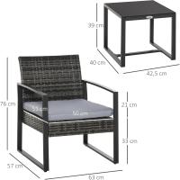 Juego de Mesa y Sillas de Jardín al Aire Libre Ratán Negro 3 Piezas 2 Sillones y 1 Mesa de Vidrio - details 13