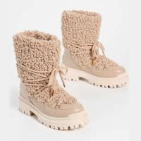 Botas de tobillo de piel sintética para mujer, botines cálidos de invierno a la moda para chicas, plataforma de fondo grueso, plantilla de poliuretano, Material de gamuza, 2024 - details 0