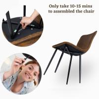 Juego de 4 sillas de comedor con asiento y respaldo suaves, con patas de metal macizo, para salón, dormitorio, cocina o comedor, ante marrón - details 17