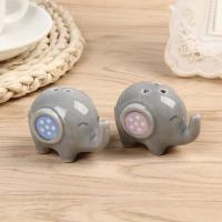 1 par de pimienta de sal de cerámica, hermosos tarros de condimento de elefante, cajas de regalo de embalaje de boda, tarros de especias decorativos - details 5