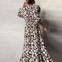 Vestido elegante con estampado plisado y cuello en V para mujer, traje largo de oficina para boda, primavera y verano, A-e, bohemio, 2024 - details 9