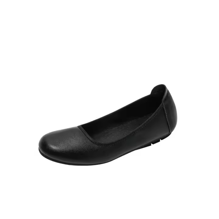 Zapatos de trabajo de mujer negros de suela suave, zapatos profesionales de cuero para trabajo, entrevista, asistente de vuelo, zapatos cómodos antideslizantes, hotel de suela plana, zapatos de herramientas - 1