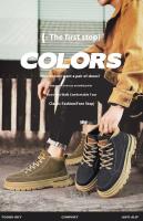 Zapatos de cuero para hombre, ropa de trabajo informal Retro británica, botines bajos de media caña, plantilla con cierre de botón, PU para invierno - details 0