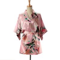 Kimono japonés con estampado de pavo real para mujer, ropa de dormir de estilo corto de satén de seda, camisón de casa, bata de baño, disfraz - details 13