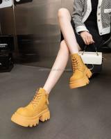 Suela gruesa de diseñador con logotipo de Dropshipping para mujer, botas cortas de cuero con aumento de altura - details 4
