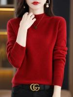 100% suéter de cachemira de lana merina, suéter tejido para mujer, jerséis de manga larga con cuello alto, ropa de otoño e invierno, Jersey cálido, Tops - details 19