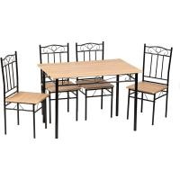 Juego de Comedor de Madera Veteada y Sillas Mesa y Sillas de Metal para Comedor, Cocina y Sala de Estar - details 3