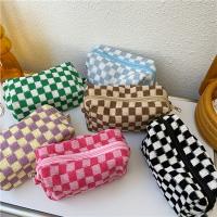 Neceser de punto a cuadros, bolsa de maquillaje, bolsa con cremallera espaciosa, bolsa de viaje portátil, organizador - details 0