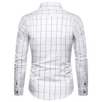 Camisa de algodón para hombre, camisa de manga larga a cuadros, informal, de negocios, ajustada, para oficina, 1311 - details 10