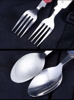 Cuchara 4 en 1, cuchillo, tenedor, abridor de botellas, juego de bolsas plegables de acero inoxidable, juego de villa al aire libre - details 2