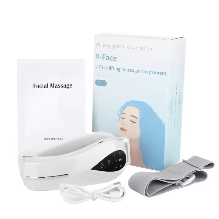 Masajeador Facial EMS, cinturón de elevación de línea en V, luz roja y azul, adelgazante de vibración Dispositivo de masaje, reafirmante, Reduce la papada - 1
