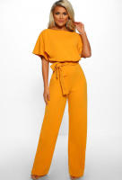 Mameluco Capri recortado de pierna ancha para mujer, pantalones Palazzo, mono de manga corta con pajarita - details 5