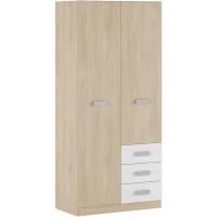 Armario multiusos con 2 puertas y 3 cajones |   207,6 x 94,8 x 50 cm - Natural y Blanco Veteado |   Óptimo para almacenamiento de resistencia - details 0