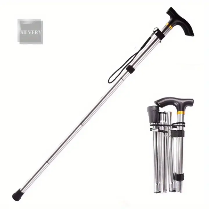 Bastón de Trekking ligero y ajustable para hombre y mujer, bastón plegable con mango de goma - 1
