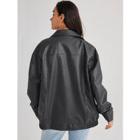 Chaqueta de Moto para Mujer de Tamaño Grande en Cuero Pretendido para Outfit de Otoño/Invierno 2024 con Cierre de Cremallera y Forro de Poliéster - details 9