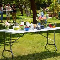 Mesa Plegable Portátil Rectangular de 180cm Multiusos para Acampar, Eventos al Aire Libre o Interiores Mesa de Resina y Patas de Acero 4-6 Personas - details 1