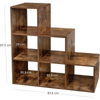 Estantería escalonada con 6 Cubos, estantería de Escalera, estantería de pie, estantería de Escalera, como Separador de Habitaciones, estantería de Cubos, Independiente, para Oficina, salón, - details 11
