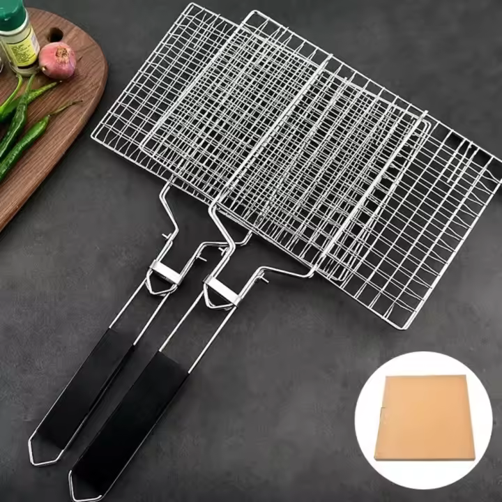 Malla antiadherente de acero inoxidable 304 para barbacoa, cesta para asar a la parrilla, estera de malla para carne y verduras - 1