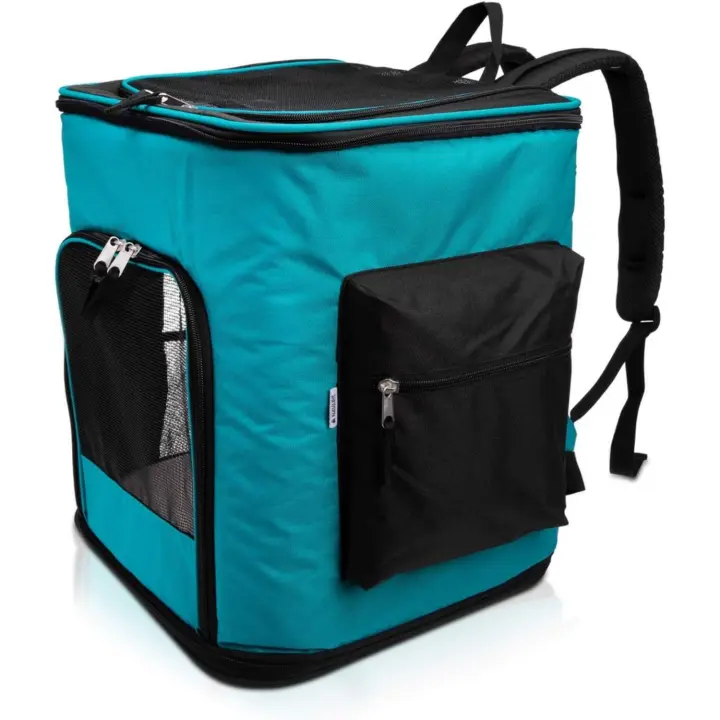 Navaris Mochila para Perros - Bolsa de Transporte para Gatos y Perros MAX 12 kg - Transportín de Viaje para Mascotas con ventilación - Gris Oscuro - 1