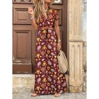 Vestido Maxi Floral Elegante con Cuello en V - Estilo Chic de Verano con Cinturón, Tela Tejida Durable y de Fácil Mantenimiento - details 8